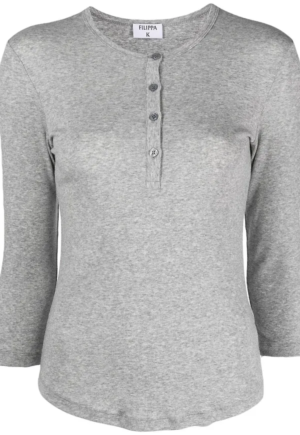 Filippa K jerseytopp med knäppning - Grå