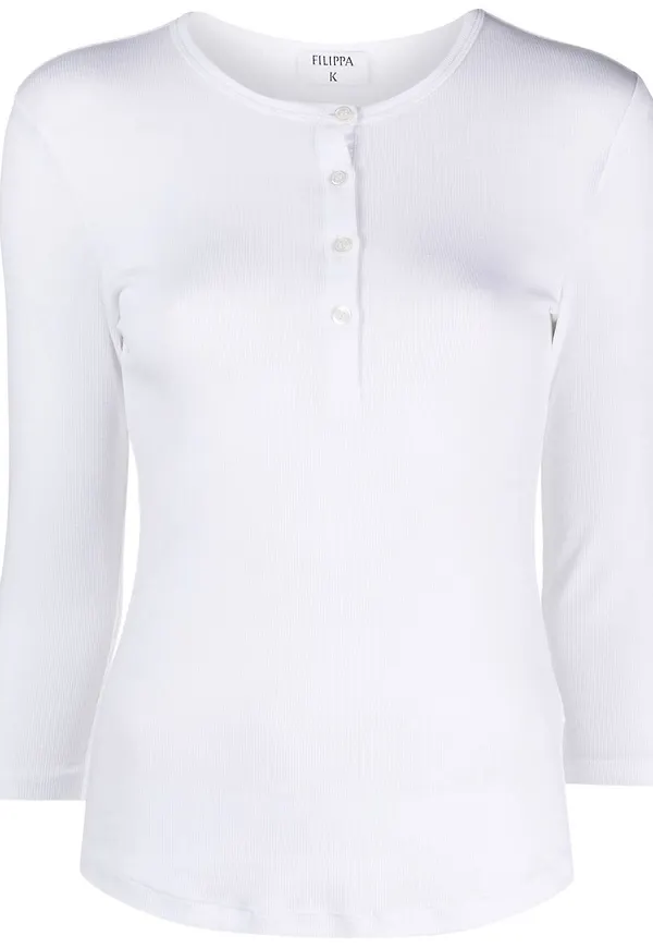 Filippa K jerseytopp med knäppning - Vit