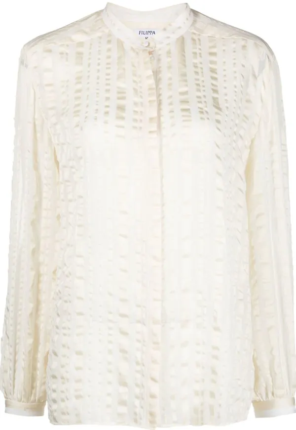 Filippa K randig långärmad blus - Neutral