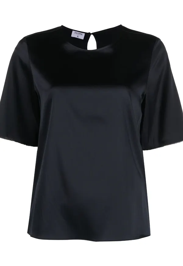 Filippa K t-shirt i siden - Blå