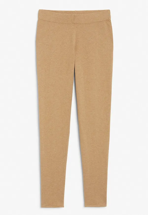 Fine knit cotton leggings - Beige