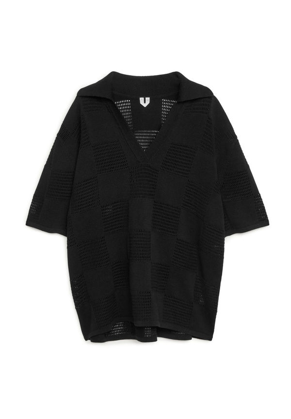 Fine Knit Cotton Tunic - Black