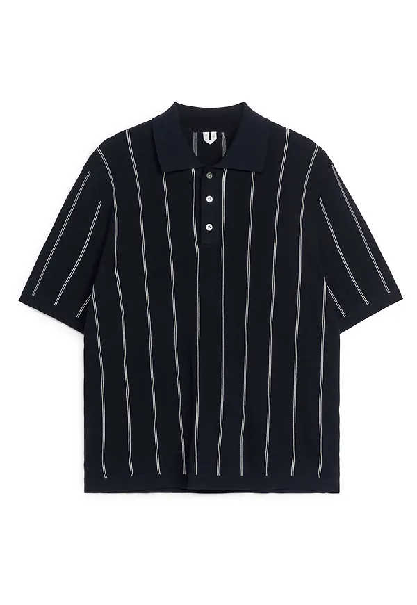 Fine Knit Polo Shirt - Blue