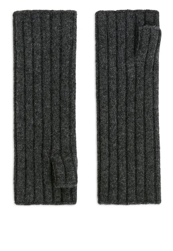 Fingerless Wool Gloves - Grey