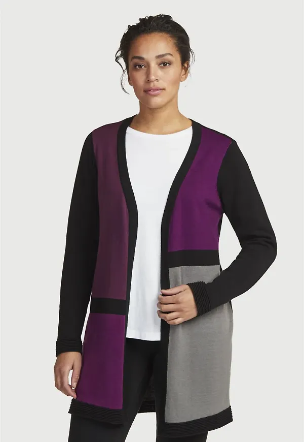Finstickad, mönstrad cardigan