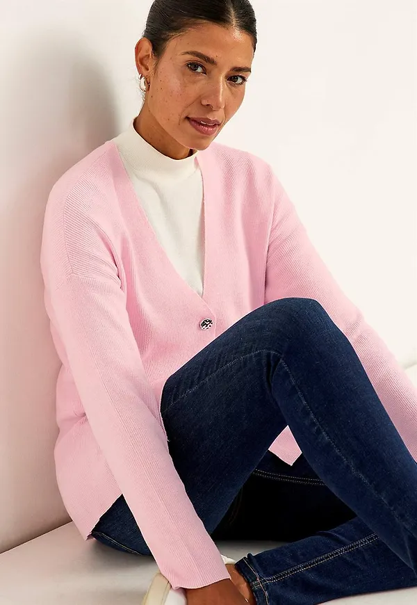 Finstickad cardigan