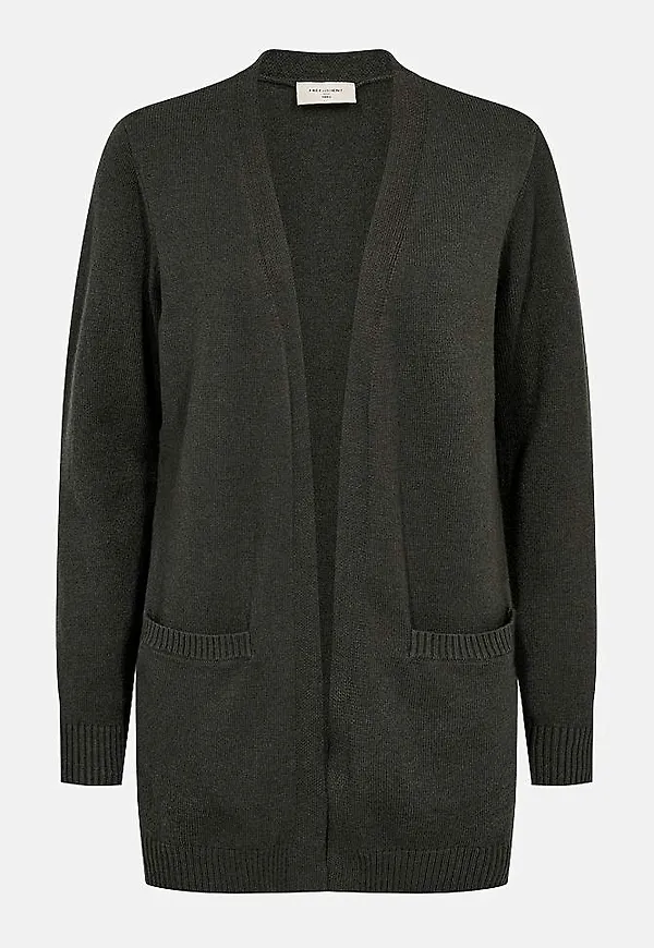 Finstickad cardigan med fickor