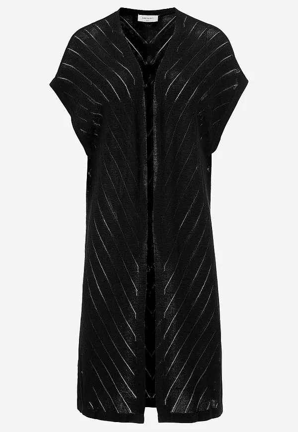 Finstickad cardigan med hålmönster