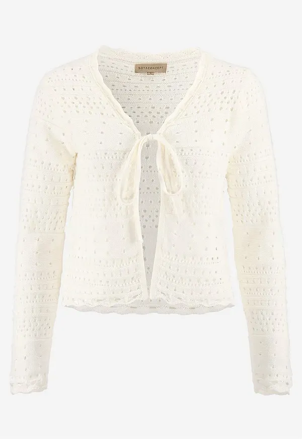 Finstickad cardigan med hålmönster