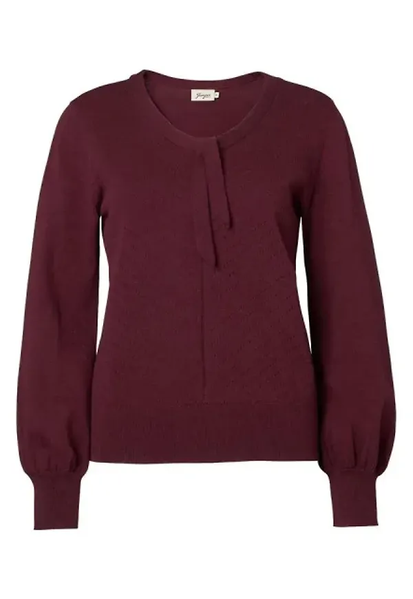Finstickad Jumper Med Hålmönster - Alexandra Wine