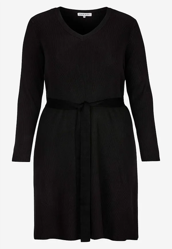 Finstickad klänning med knytskärp Kogle