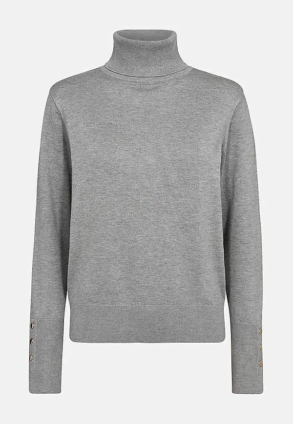 Finstickad polotröja med guldfärgade knappar