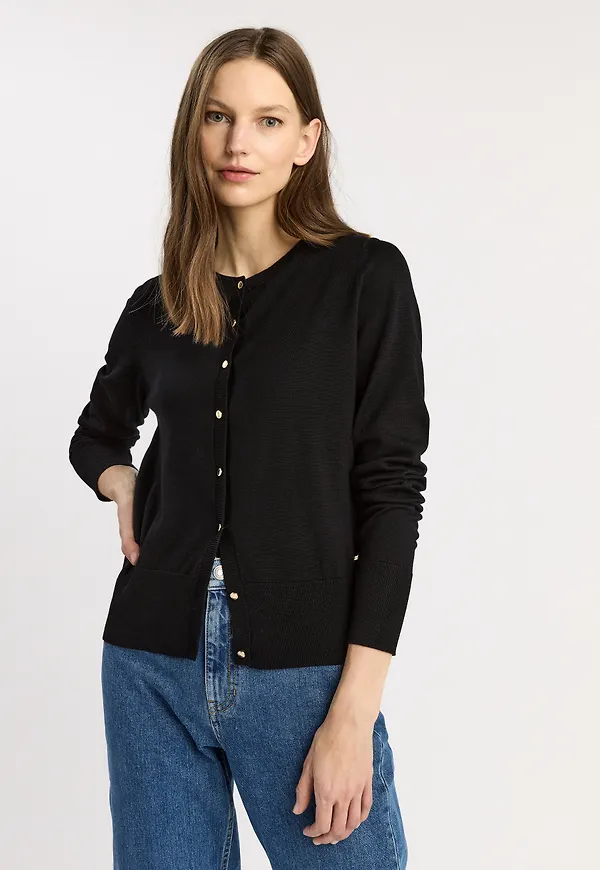 Finstickad svart cardigan