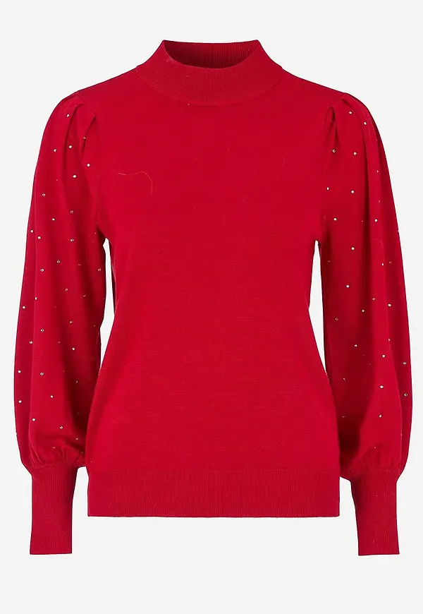 Finstickad tröja med strass