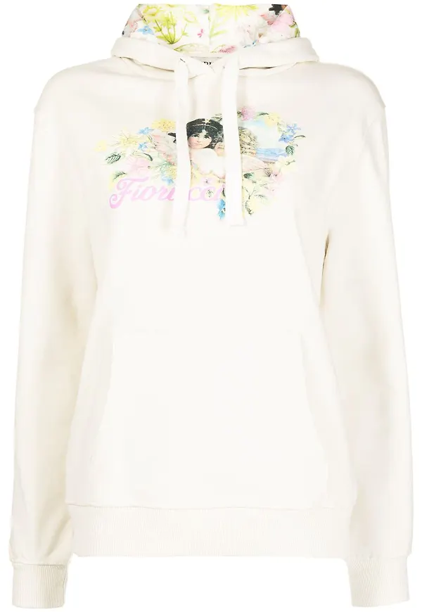 Fiorucci hoodie med dragsko - Vit