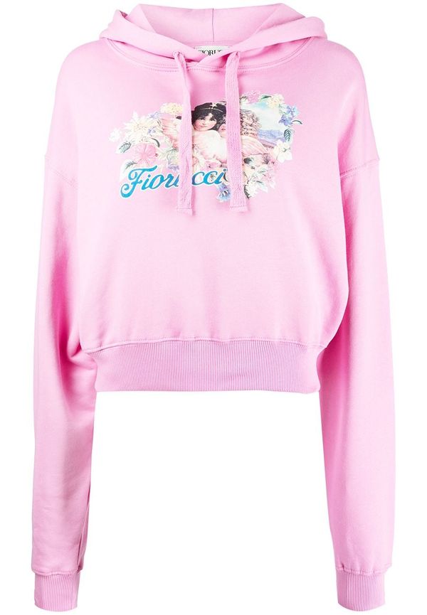 Fiorucci kort hoodie med alpregivelser - Rosa