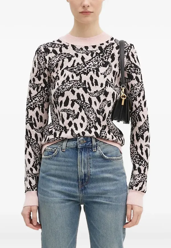 Fiorucci leopardmönstrad tröja i jacquard - Rosa