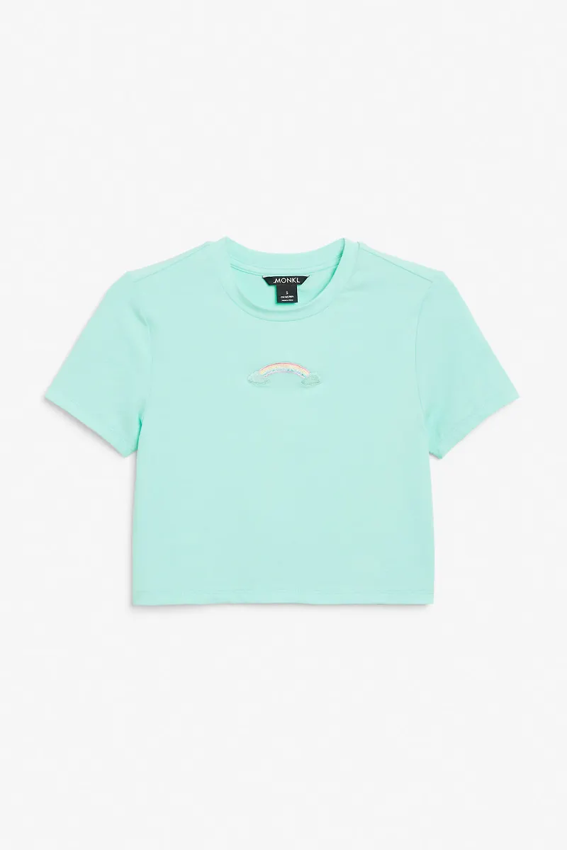 Fitted crop top - Turquoise