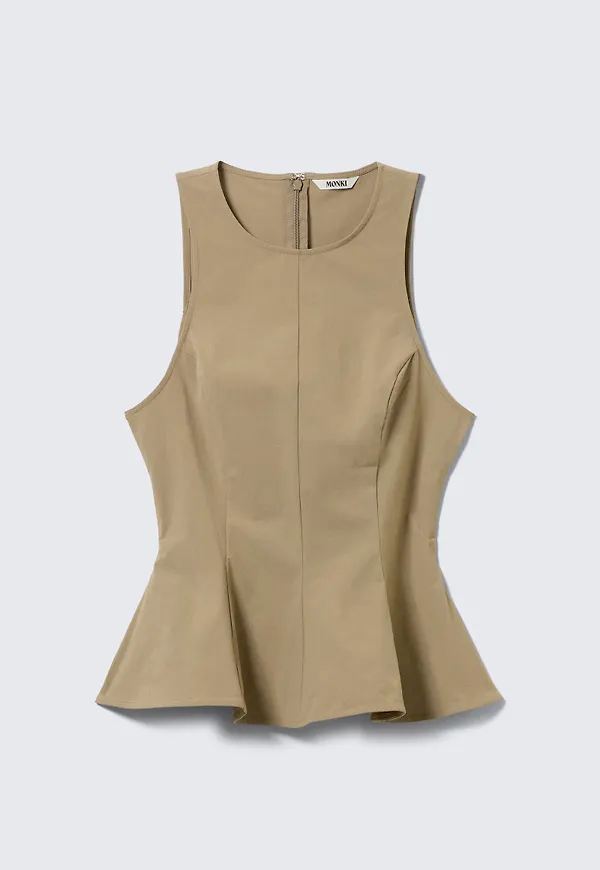 Fitted Nylon Peplum Top