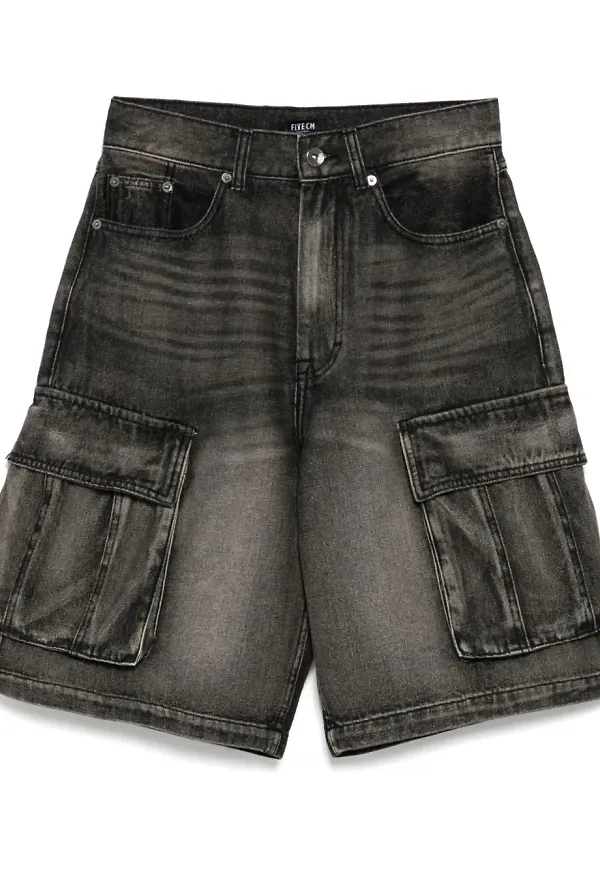 FIVE CM cargoshorts i denim - Svart