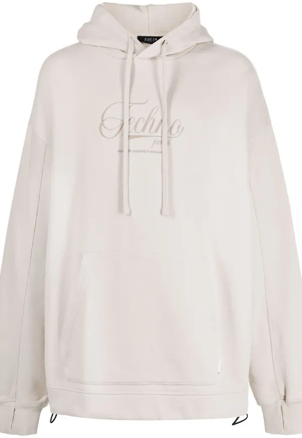 FIVE CM hoodie med brodyr - Neutral
