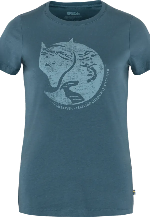 Fjällräven Women's Arctic Fox Print T-shirt Indigo Blue
