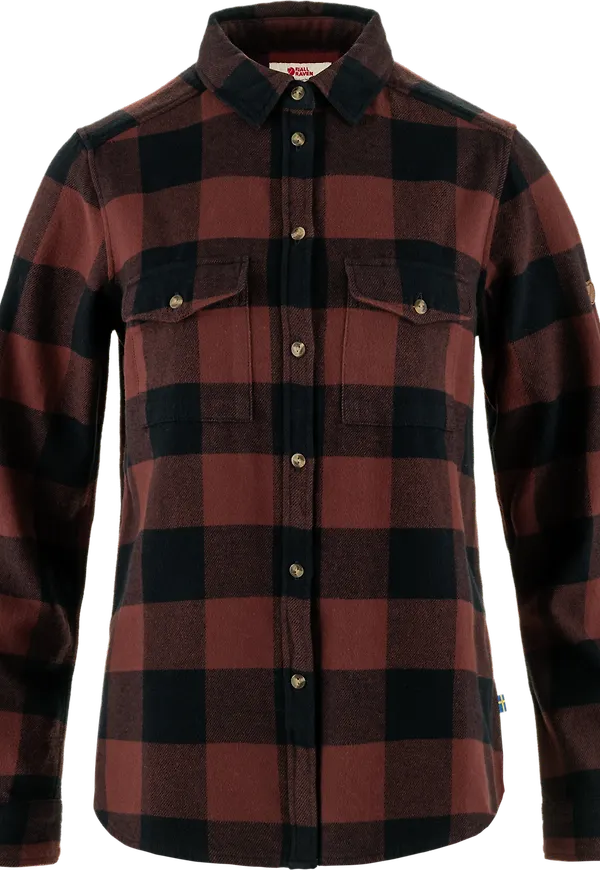 Fjällräven Women's Övik Heavy Flannel Shirt Dark Navy-Maroon