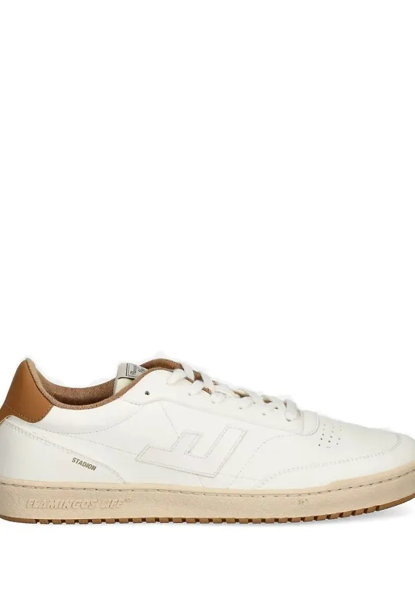 Flamingos Stadion sneakers med läderpanel - Vit
