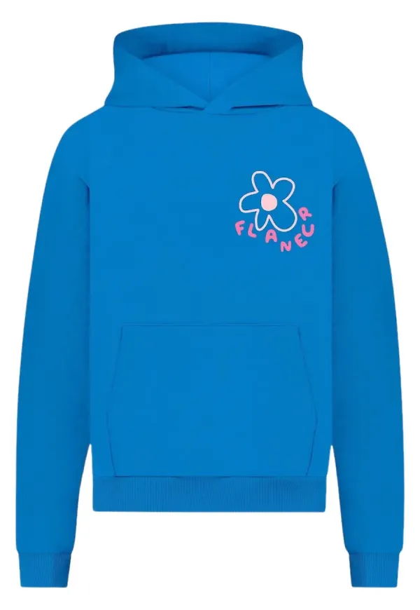FLÂNEUR blommig hoodie - Blå