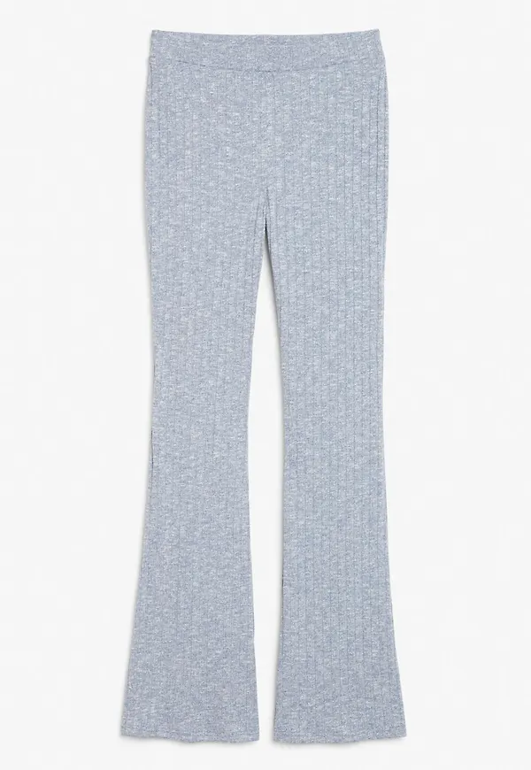 Flare leg ribbed trousers - Blue