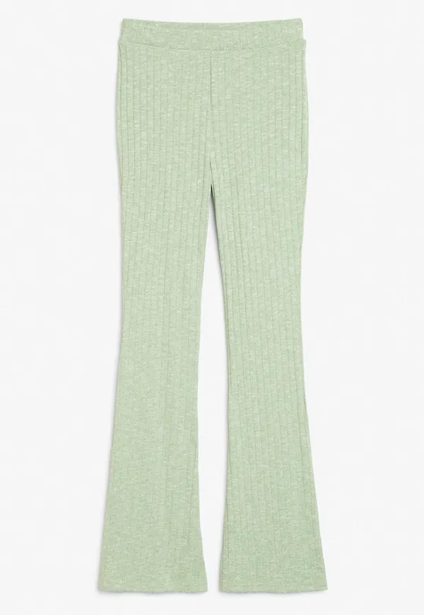 Flare leg ribbed trousers - Green