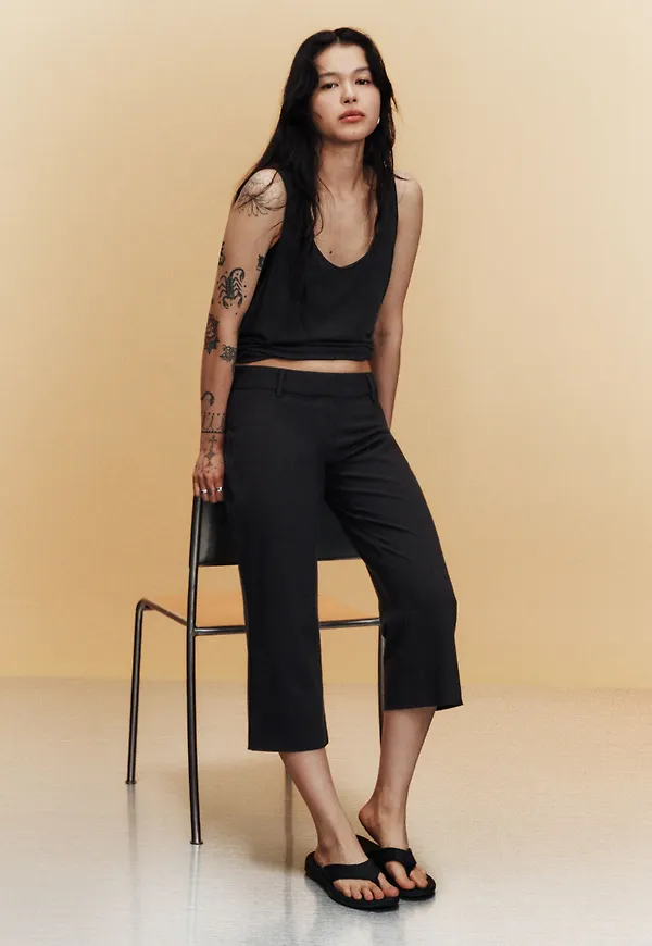 Flared Capri Suiting Trousers
