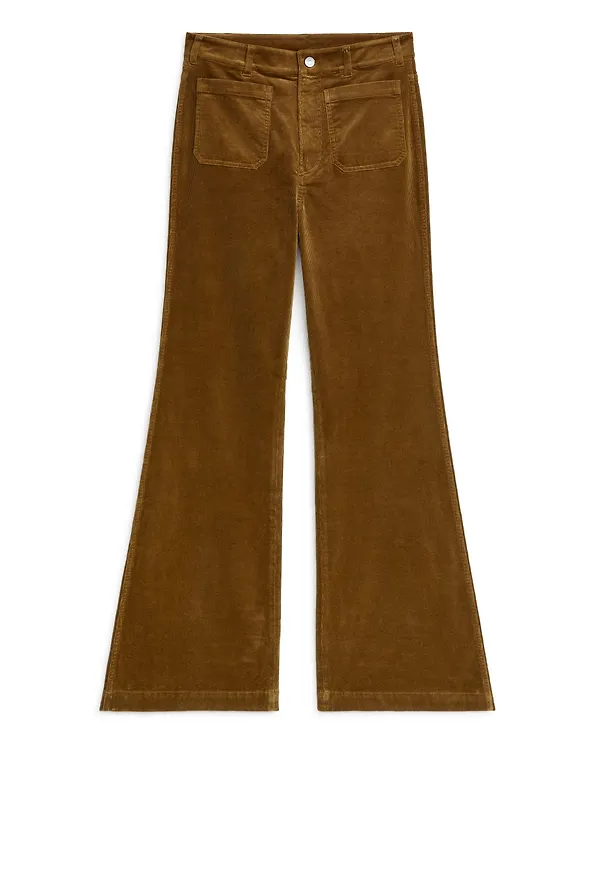Flared Corduroy Trousers - Yellow