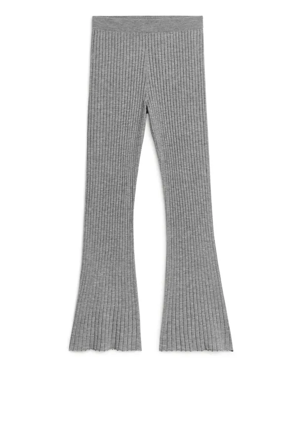 Flared Merino Blend Trousers - Grey