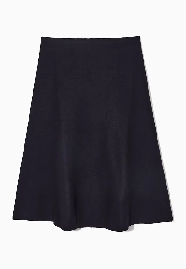 FLARED MERINO WOOL MIDI SKIRT