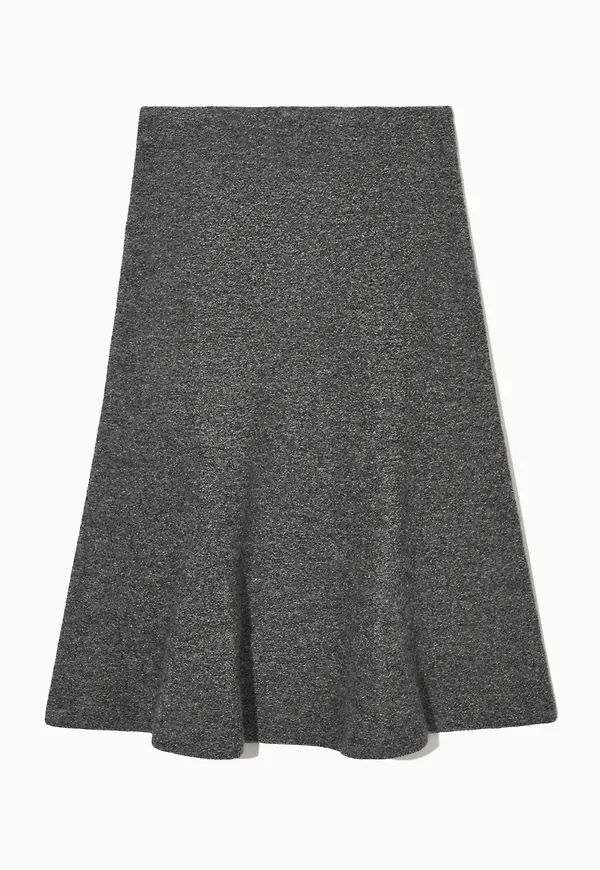 FLARED MERINO WOOL MIDI SKIRT