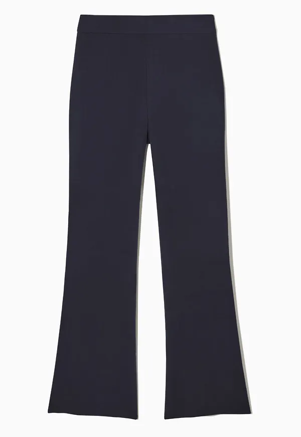FLARED SLIT-CUFF KNITTED TROUSERS