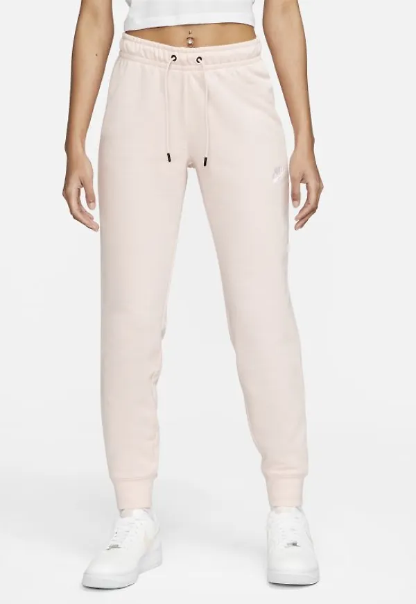 Fleecebyxor Nike Sportswear Essential med mellanhög midja för kvinnor - Rosa
