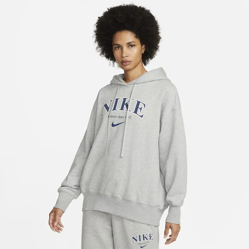 Fleecehuvtröja i oversize-modell Nike Sportswear för kvinnor - Grå