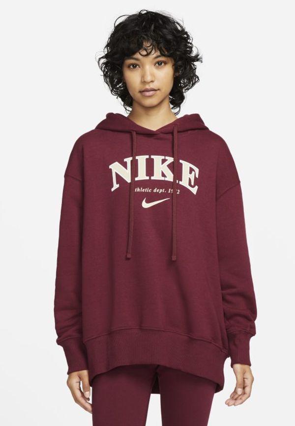 Fleecehuvtröja i oversize-modell Nike Sportswear för kvinnor - Röd