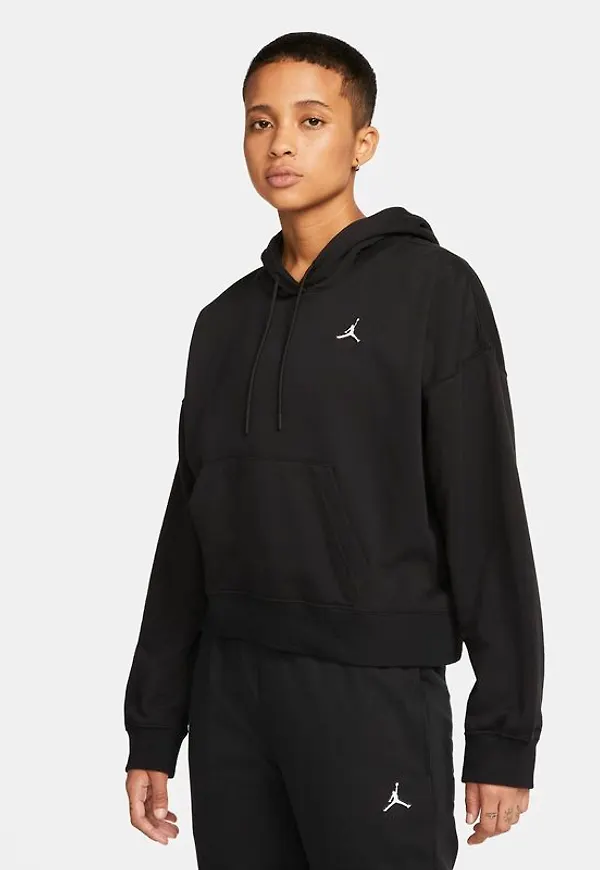 Fleecehuvtröja Jordan Essentials för kvinnor - Svart