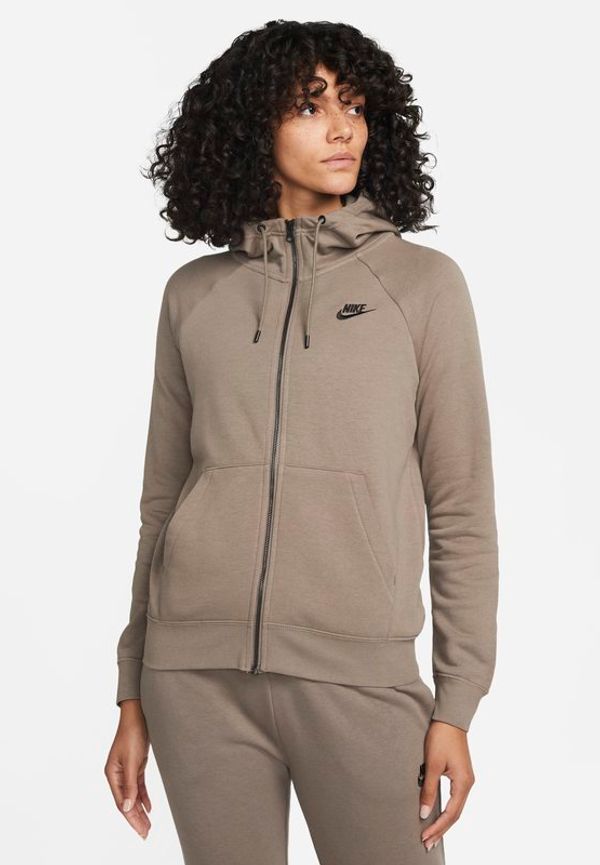Fleecehuvtröja Nike Sportswear Essential med hel dragkedja för kvinnor - Grå