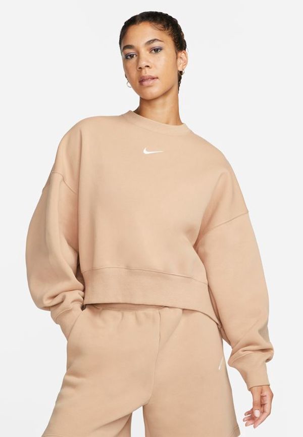Fleecetröja med rund hals i oversize-modell Nike Sportswear Phoenix för kvinnor - Brun