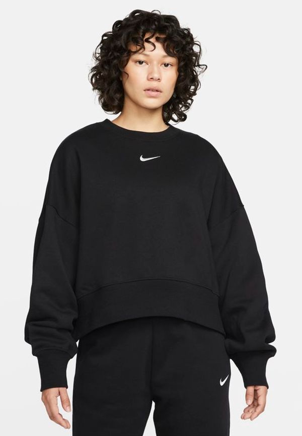 Fleecetröja med rund hals i oversize-modell Nike Sportswear Phoenix för kvinnor - Svart