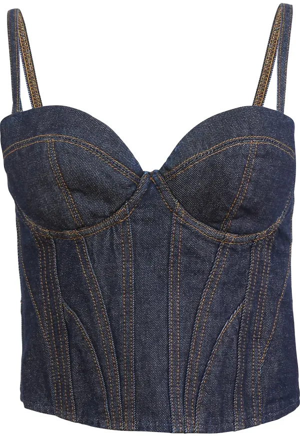 Fleur Du Mal bustiertopp i denim - Blå