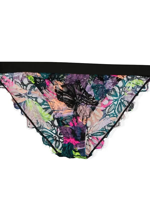Floral Lace Pantie Black Elastic