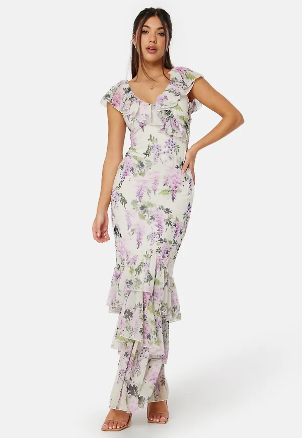 Floral Ruffle Hem Maxi Dress