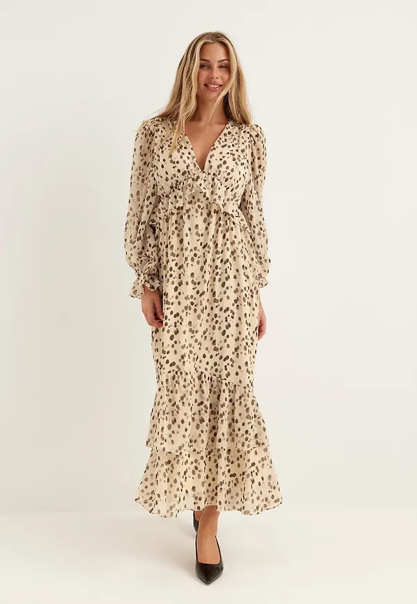 Flounce Chiffon Ankle Dress