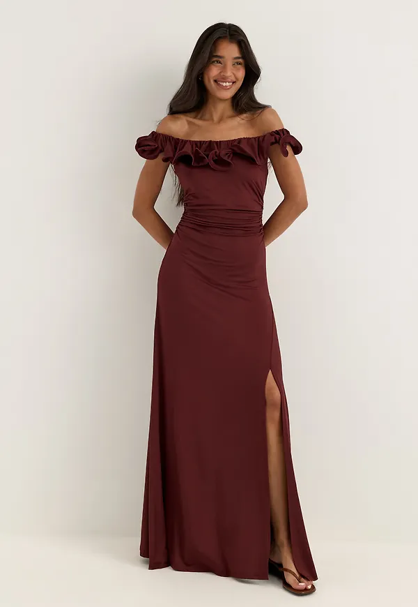 Flounce Neckline Soft Gown