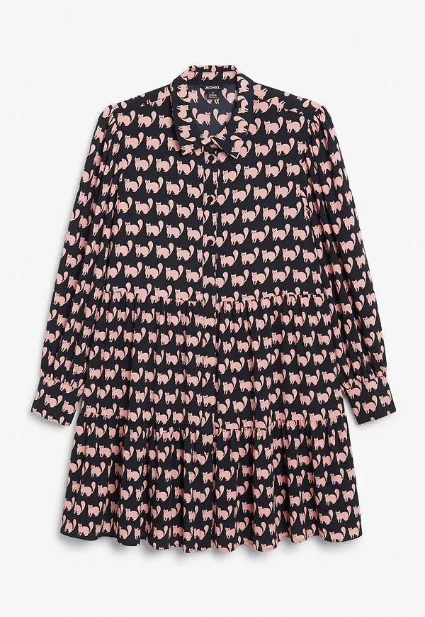 Flounce shirt dress - Blue